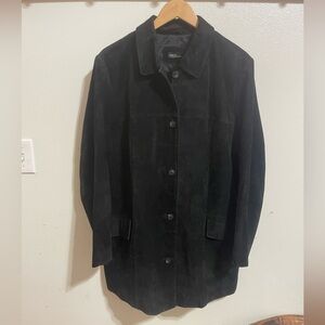 Valerie Stevens Black Leather Suede trucker Coat jacket size 2X
